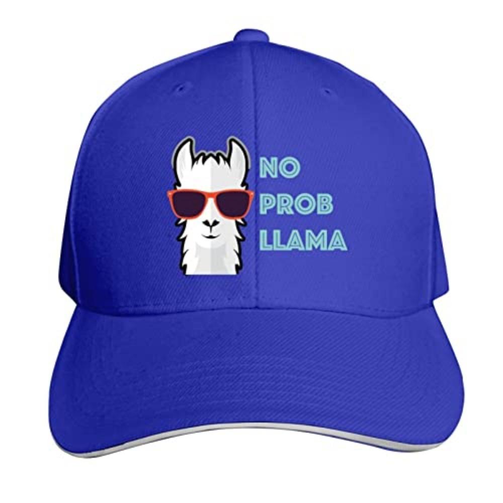 No Prob Llama Alpaca Curved Brim Printed Baseball Cap Sun Hat Travel Cap Sandwich Cap Adjustable Trucker Hat