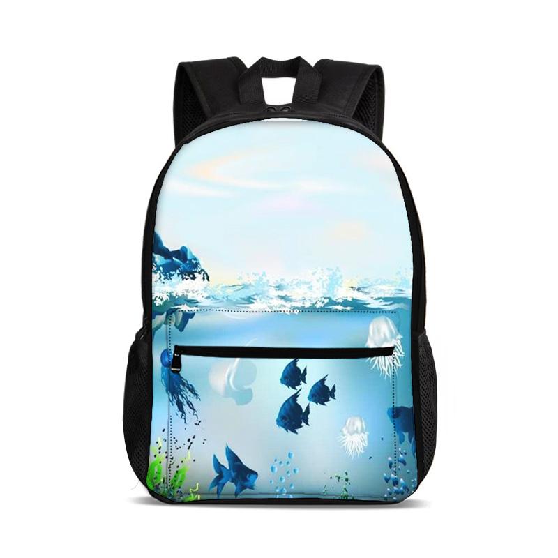 Underwater World Backpack Versatile Cartoon Large Capacity Outdoor Travel Mountaineering Boy and Girl School Birthday Best Gift
