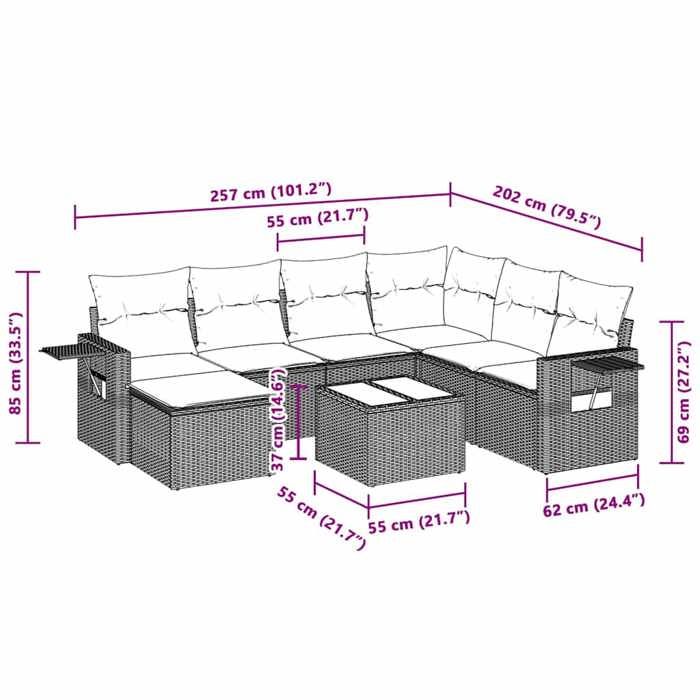 VidaXL Garden Lounge Set with Cushions 8 Pcs, Patio Sofas, Patio Furniture Set, Outdoor Furniture, Grey 3220511