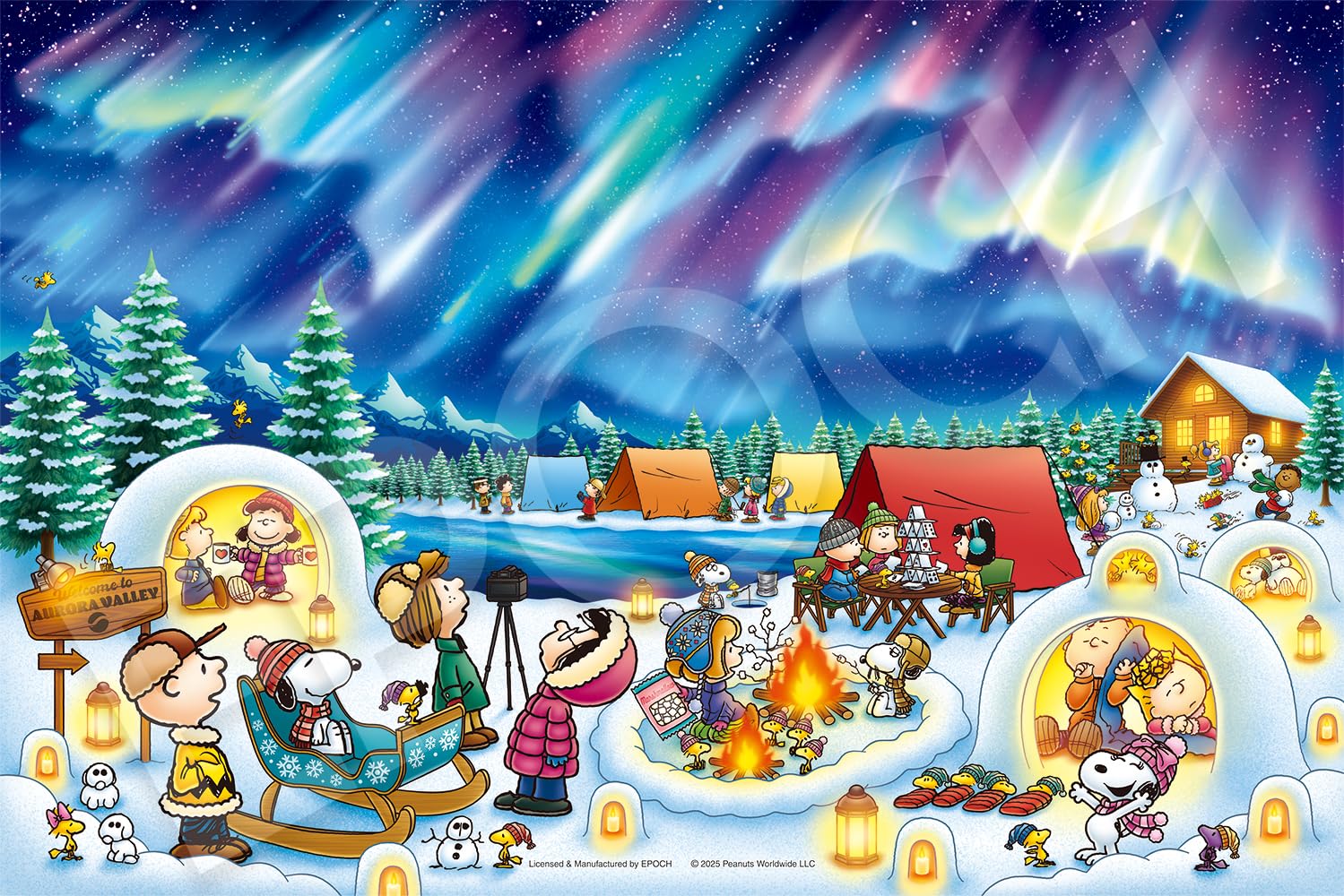 

EPOCH Jigsaw PEANUTS Snoopy Aurora Camp Includes and Score Ticket 1000-Piece Puzzle, (50x75cm), 12-703s, Glue, Spatula,