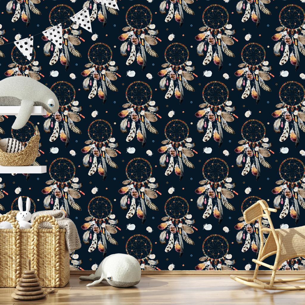 Dreamcatchers wallpaper in boho style for living room and bedroom 50x1000
