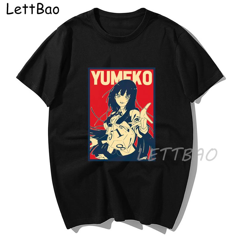 High Quality O Neck Cotton Topstees Yumeko Jabami Kakegurui Compulsive Gambler T Shirt Summer Japanese Anime