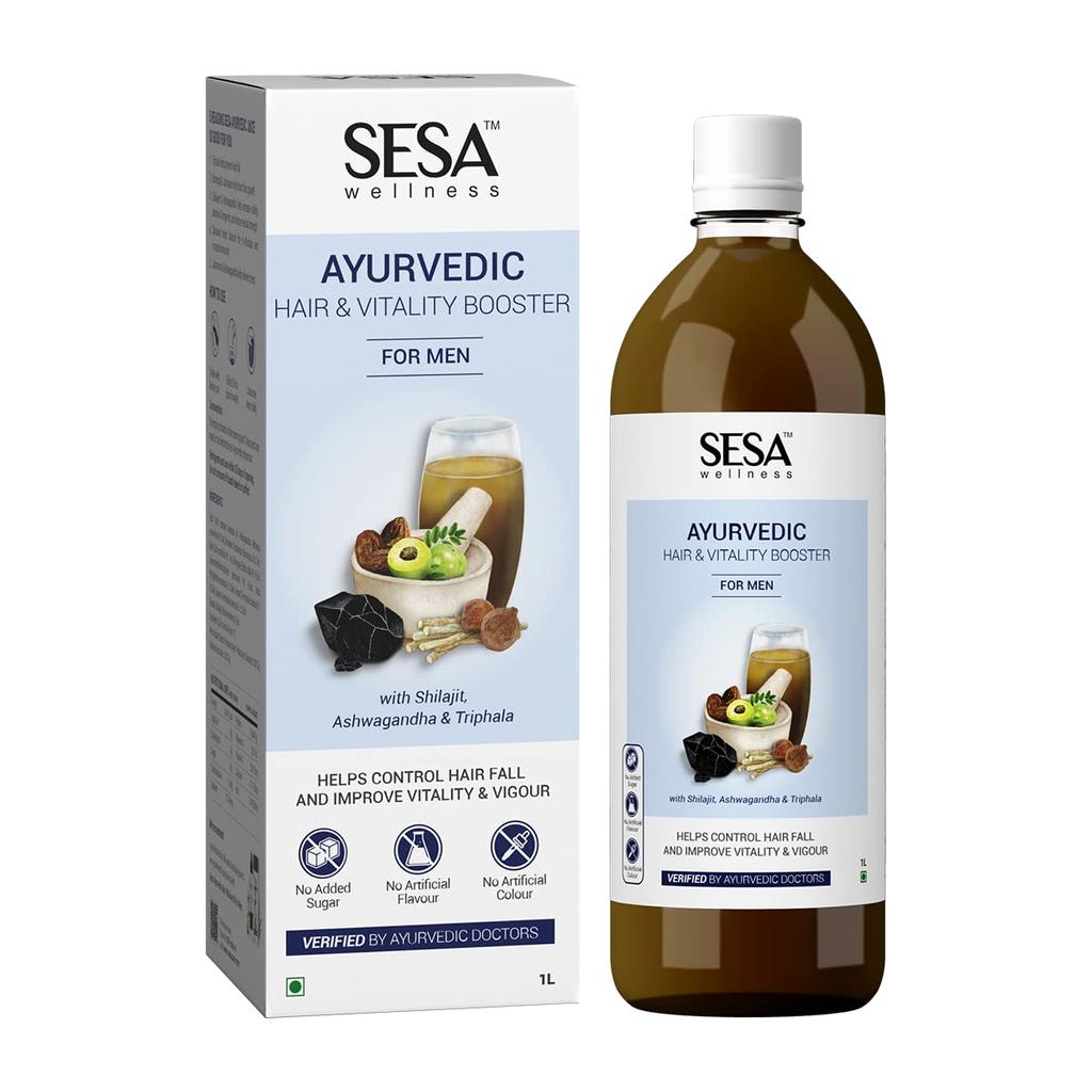 SESA Ayurvedic Hair And Vitality Booster Juice For Men 1L – Boosts Stamina Energy Immunity Controls Hair Fall Supports Natural Hair Growth
