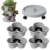 4 Tiers Plastic Vertical Planter Stacked Planter Gardening Pots With Tray And Flexible Wheels For Strawberry, Flower, Vegetable