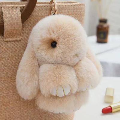 ZAKOL 15cm Fluffy Rabbit Fur Pompon Bunny Keychain Soft Cute Rabbit Toy Key Chain Bag Decoration Accessories Gift for Girls