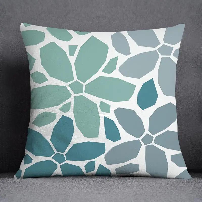 Fresh Green Simple Geometric Pillow Cover Living Room Sofa Office Seat Car Waist Cushion Cushion Cover Home Decoration