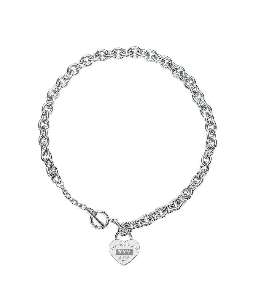 Vvv Signature Logo Heart Chain Toggle Surgical Necklace