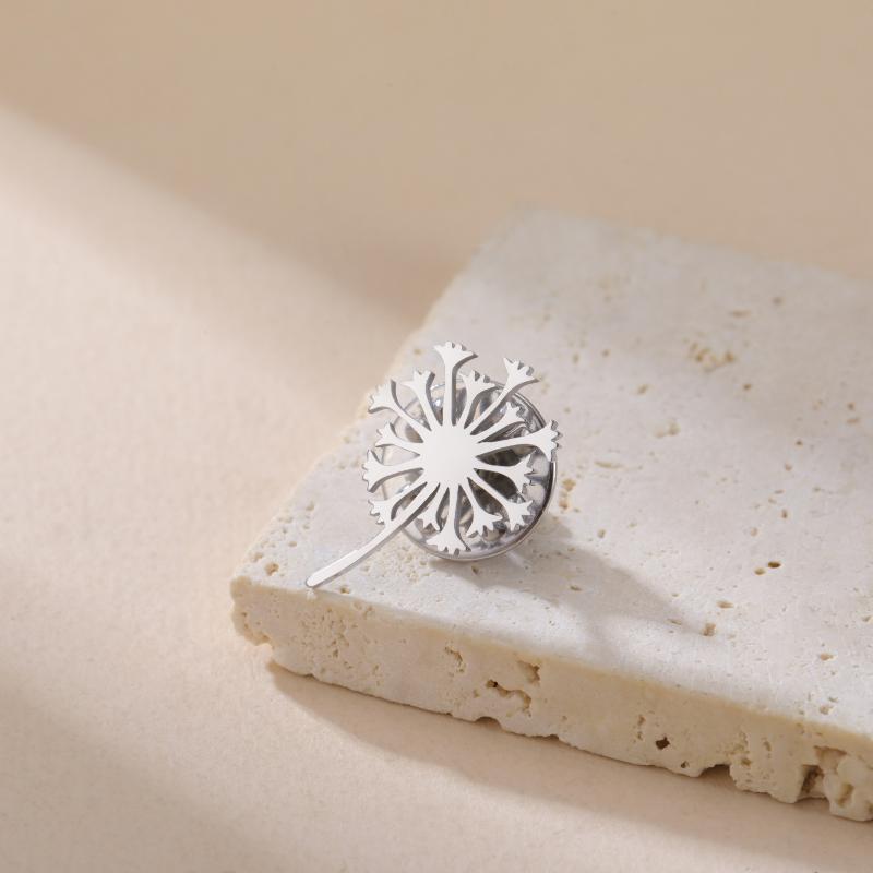 

Брошь Одуванчик Нержавеющая Сталь Модные Значки На Лацкан Брошь Для Женщин Мужчин Воротник Костюма Значки Украшения Подарок белый