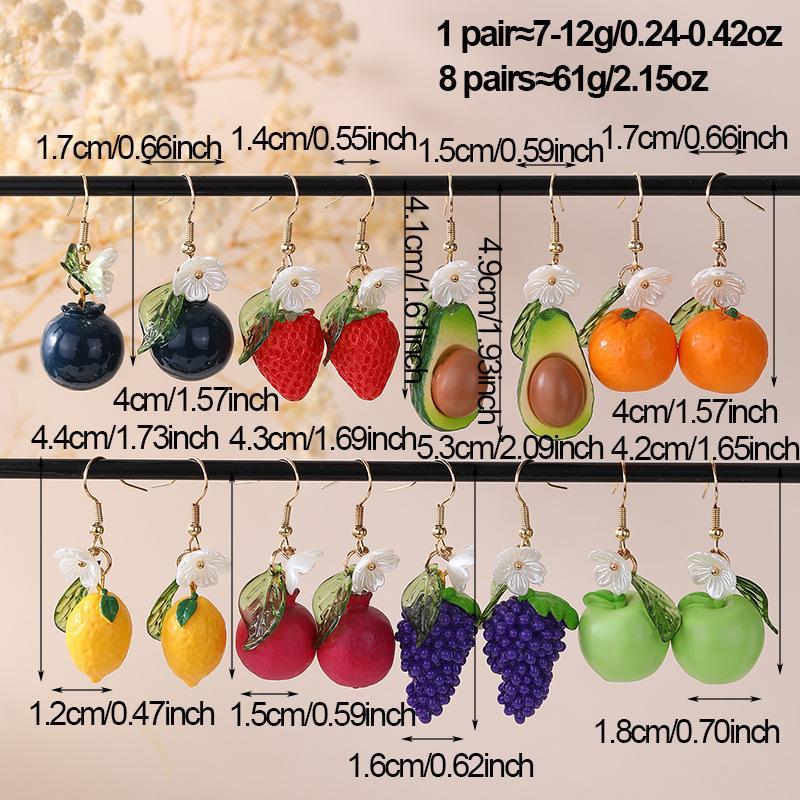 Cute 3D Fruit Pendant Earrings Vibrant Color Y2K Fashion Jewelry for Teen Girls Daily Outing Party Gifting