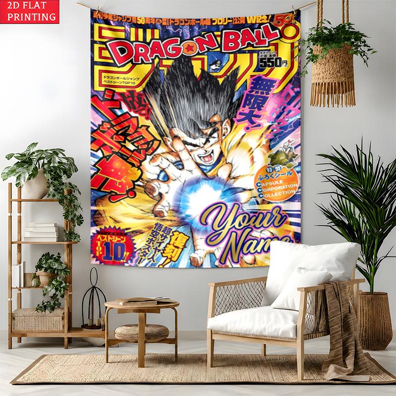 Dragon Ball Custom Name Tapestry Personalized Wall Art Hanging Bohemian Home Decor for Bedroom Dorm Living Room