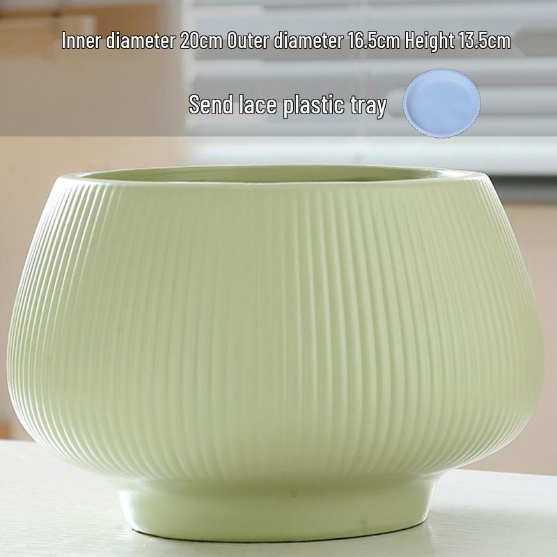 Ceramic Flower Pot with Tray for Orchids and Succulents