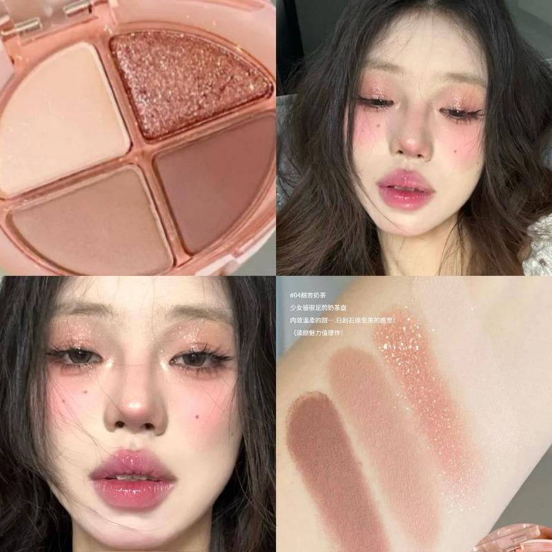 Four Color Eyeshadow Palette Matte Shimmer Glitter Highlight Brightening Eye Cosmetics