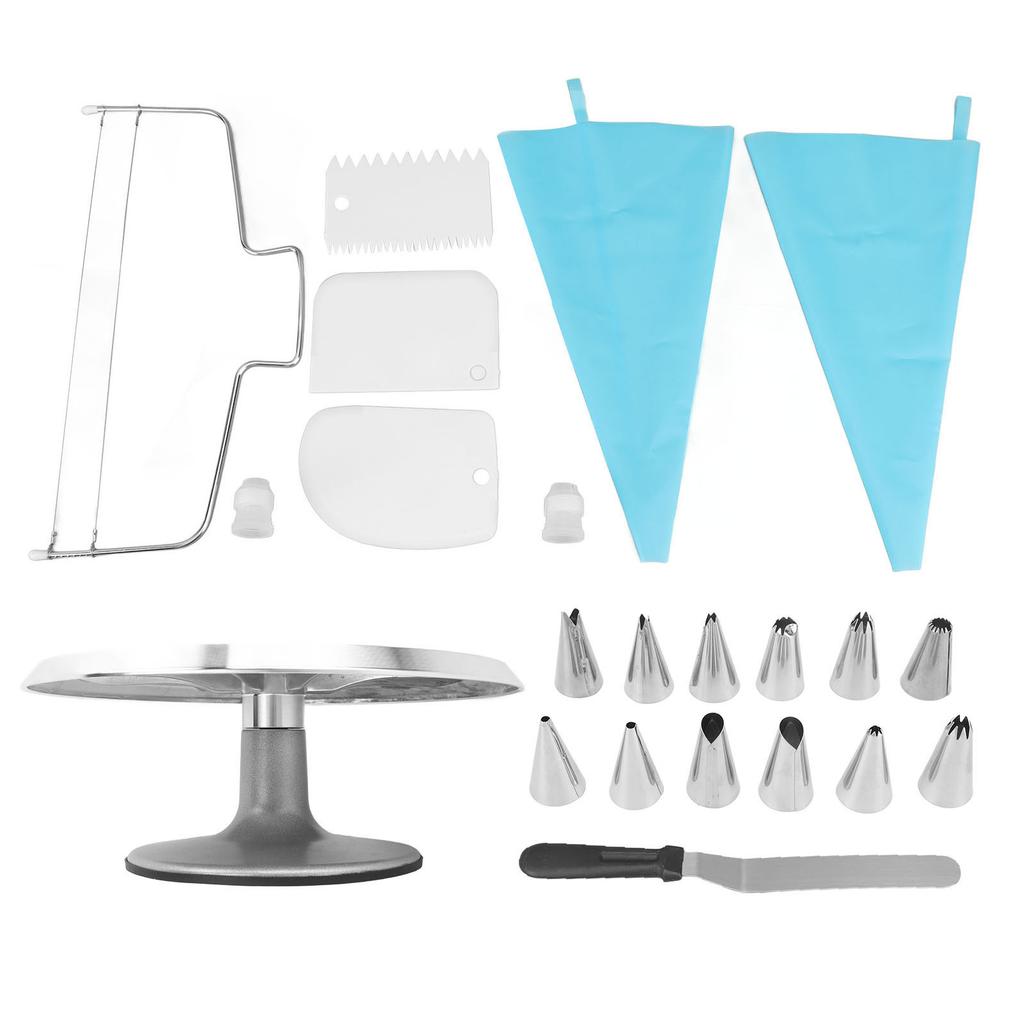 22Pcs 12 Inch Cake Turntable Cake Decorating Kit Supplies Baking Supplies with Aluminum Alloy