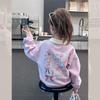 Girls Korean Collar Sweatshirt Spring Autumn Fashionable Long Sleeve Top Big Kids Chic Casual Shirt