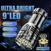 Portable 9 LED Flashlights USB Rechargeable Torch With Pen Clip COB Flashlight Outdoor Fishing Tail Magnetic Work Light