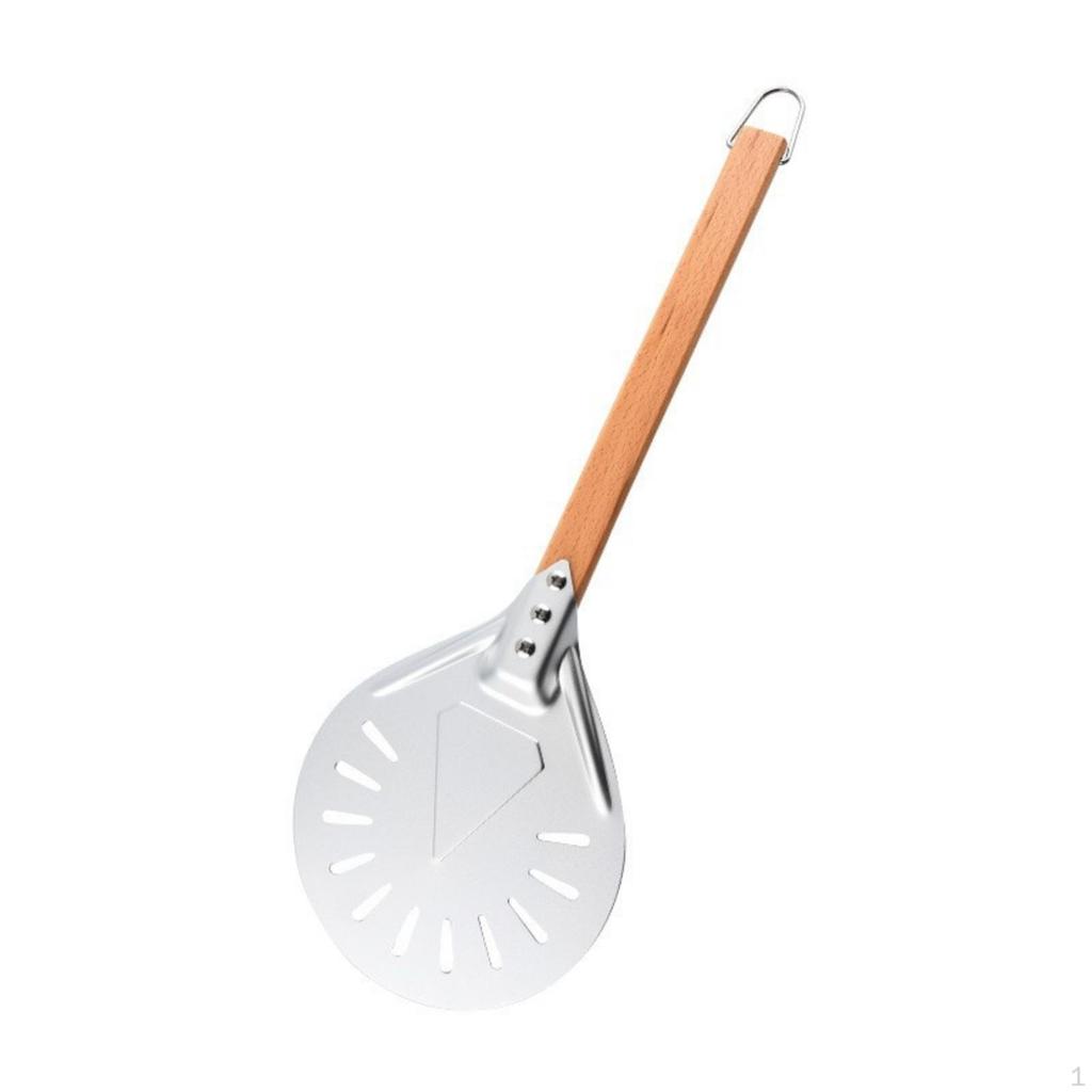 Perforated Pizza Peel Lightweight with Hanging Loop for Home Cooks L Blk Handle