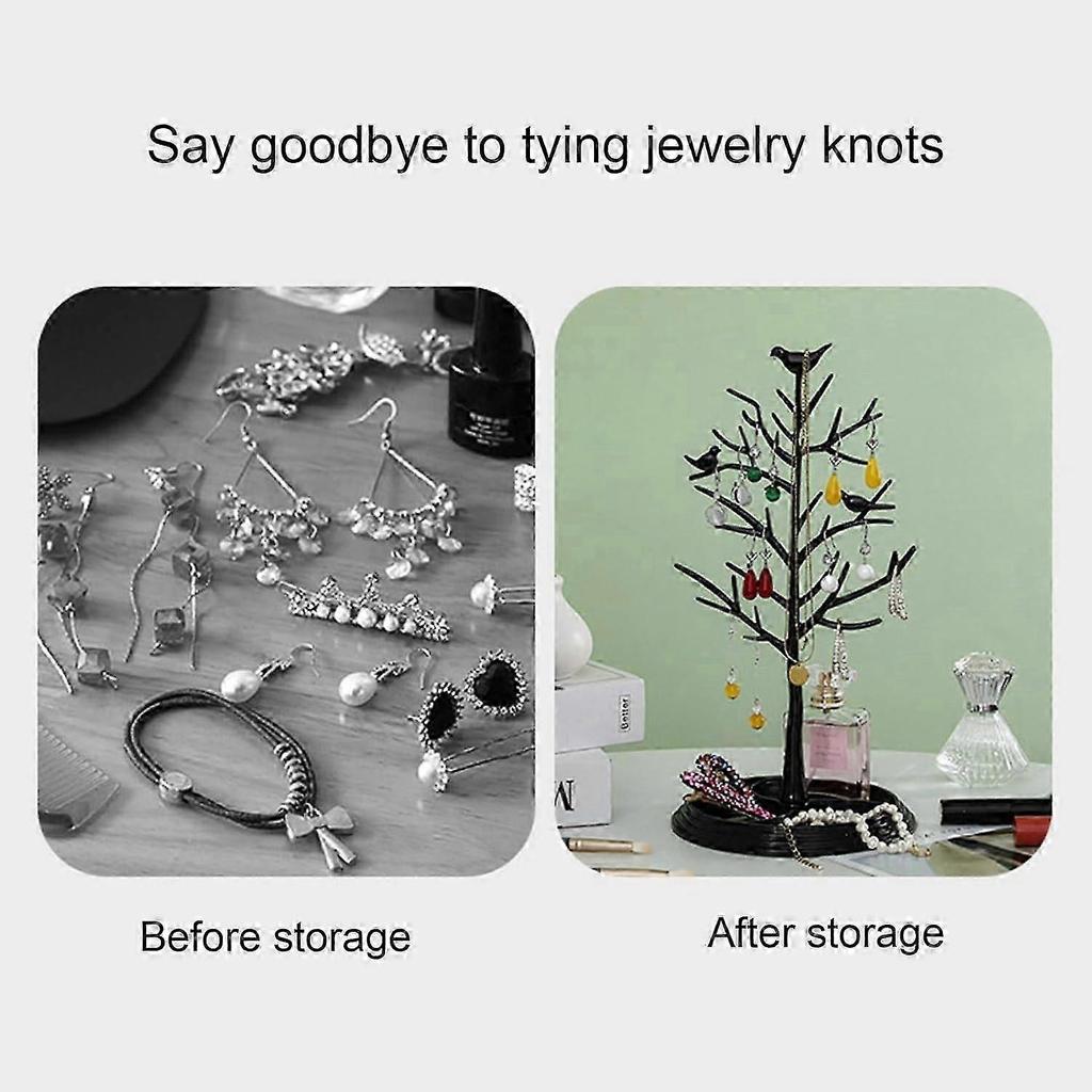 Tree Shape Jewelry Holder for Jewelry Storage - White Velvet Organizer with Branch Design for Necklaces and Earrings