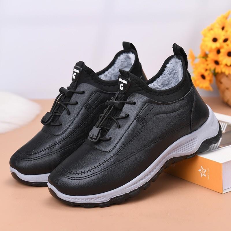 Waterproof snow boots women's new winter leather walking cotton shoes thick-soled non-slip velvet warm mother shoes