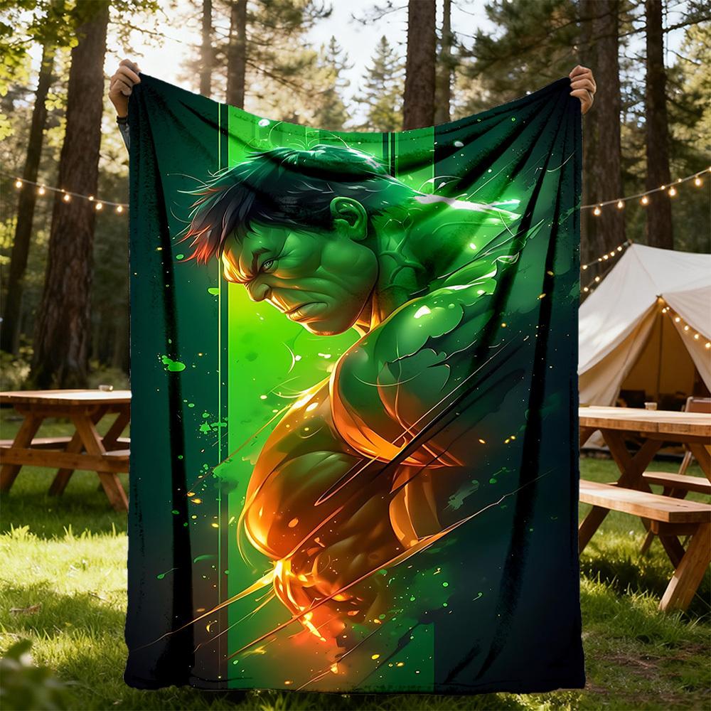1PC Hulk Power Outdoor Flannel Throw Blanket - HD Printed Lightweight Soft Warm All-Season Blanket for Sofa, Bed, Travel, Camping 081