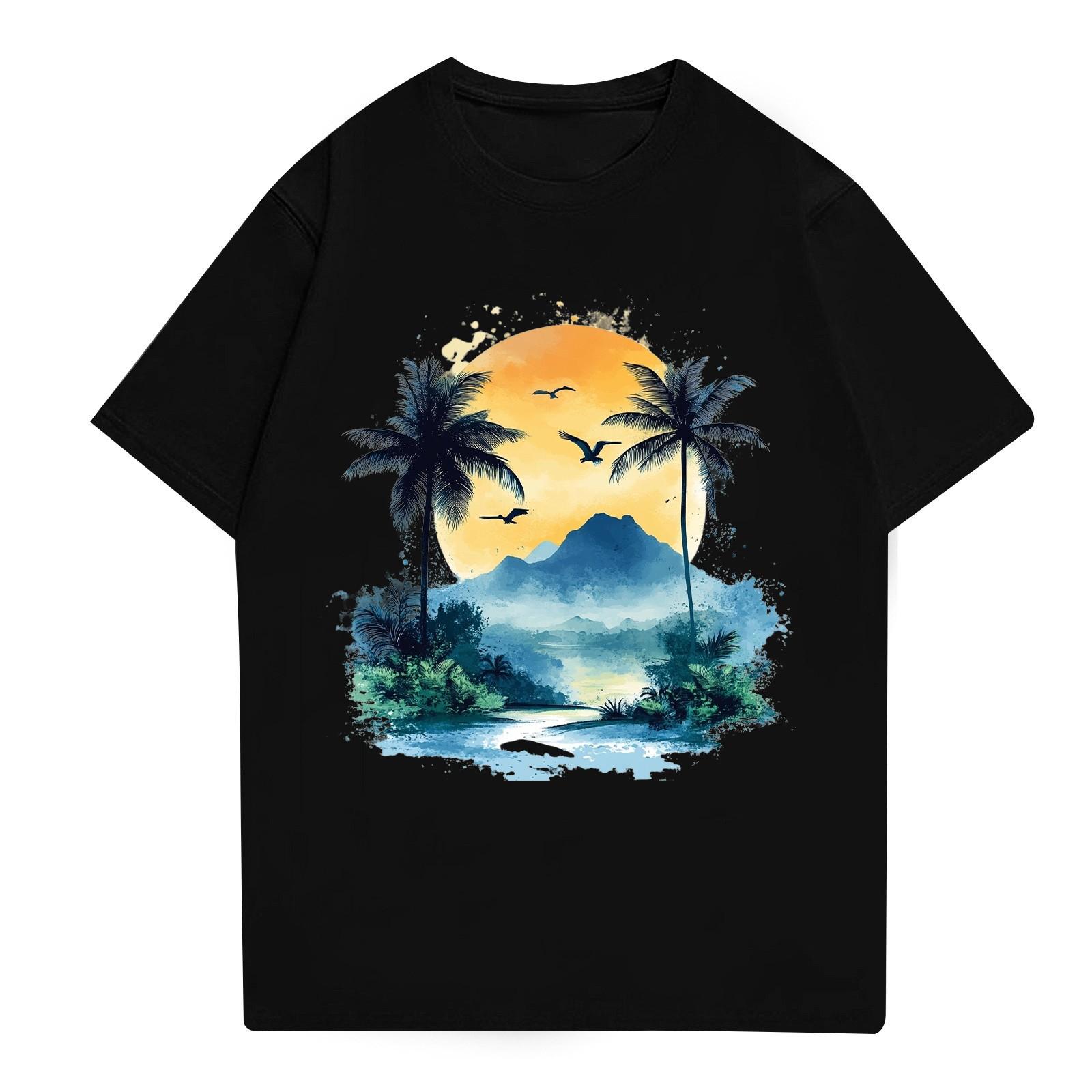 

Мужская рубашка с воротником-стойкой и коротким рукавом, свободная рубашка для отдыха и отдыха, мужская L чёрный