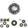 Festive 11.8-23.6in Snowy Red Ribbon Berries Pine Cone Christmas Wreath Xmas Gift