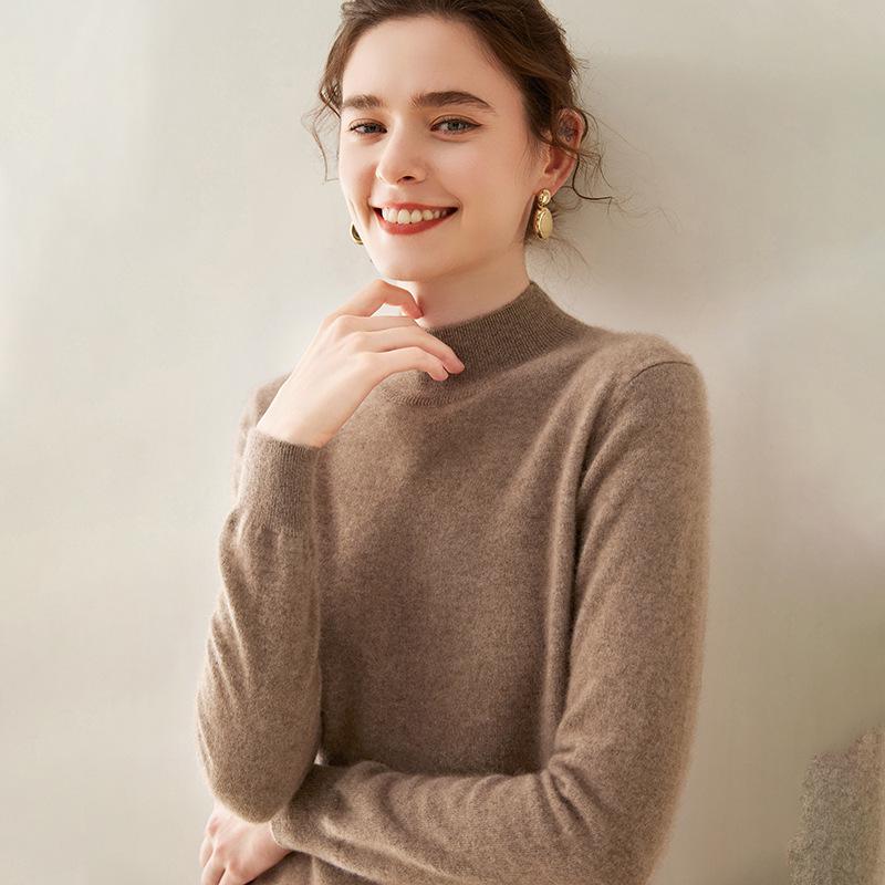 Women's Cashmere Sweater: Half-High Neck, Pullover, Soft & Comfortable, Warm Luxury Knitwear