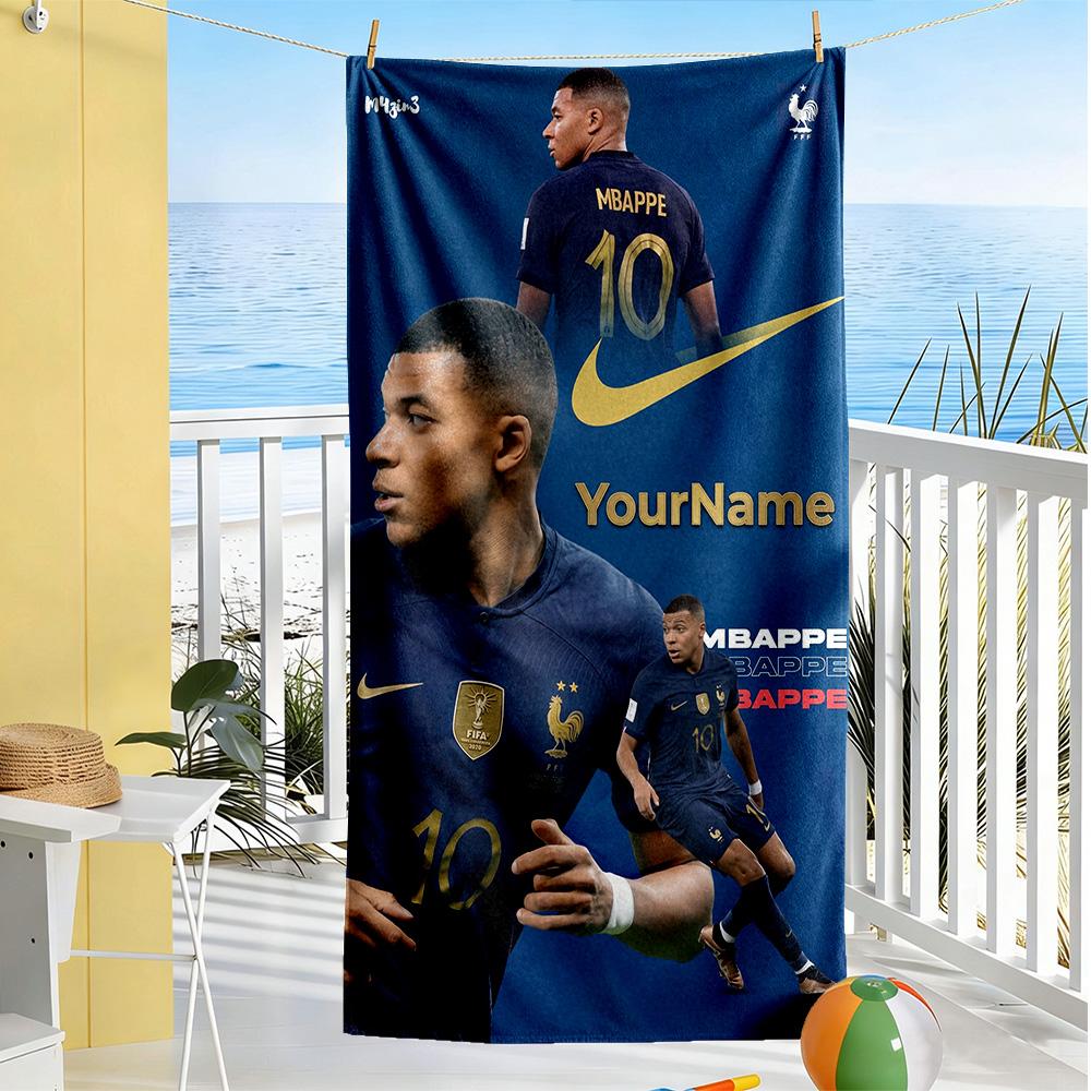 Mbappe Benutzerdefinierter Name Strandtuch Schnelltrocknend Weiche Mikrofaser Für Strand Badezimmer Outdoor Schwimmbad Camping Picknick Yoga Tauchen Urlaubszubehör