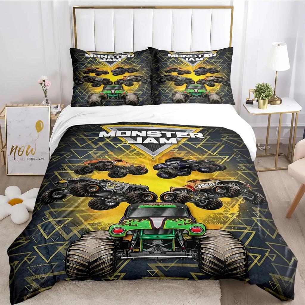 Cartoon Monster Truck All Season Duvet Cover Comforter Bedding Sets Soft Quilt Cover And Pillowcases Singledoublequeenking