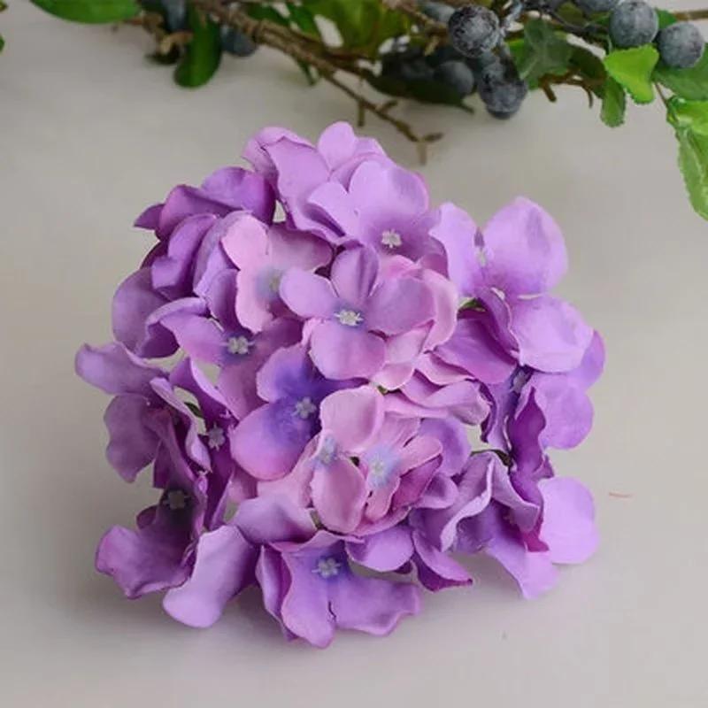 1 Peça Flor Decorativa Colorida Festa de Casamento Hortênsia de Seda Artificial de Luxo DIY Decoração de Flores Vaso Flores Artificiais