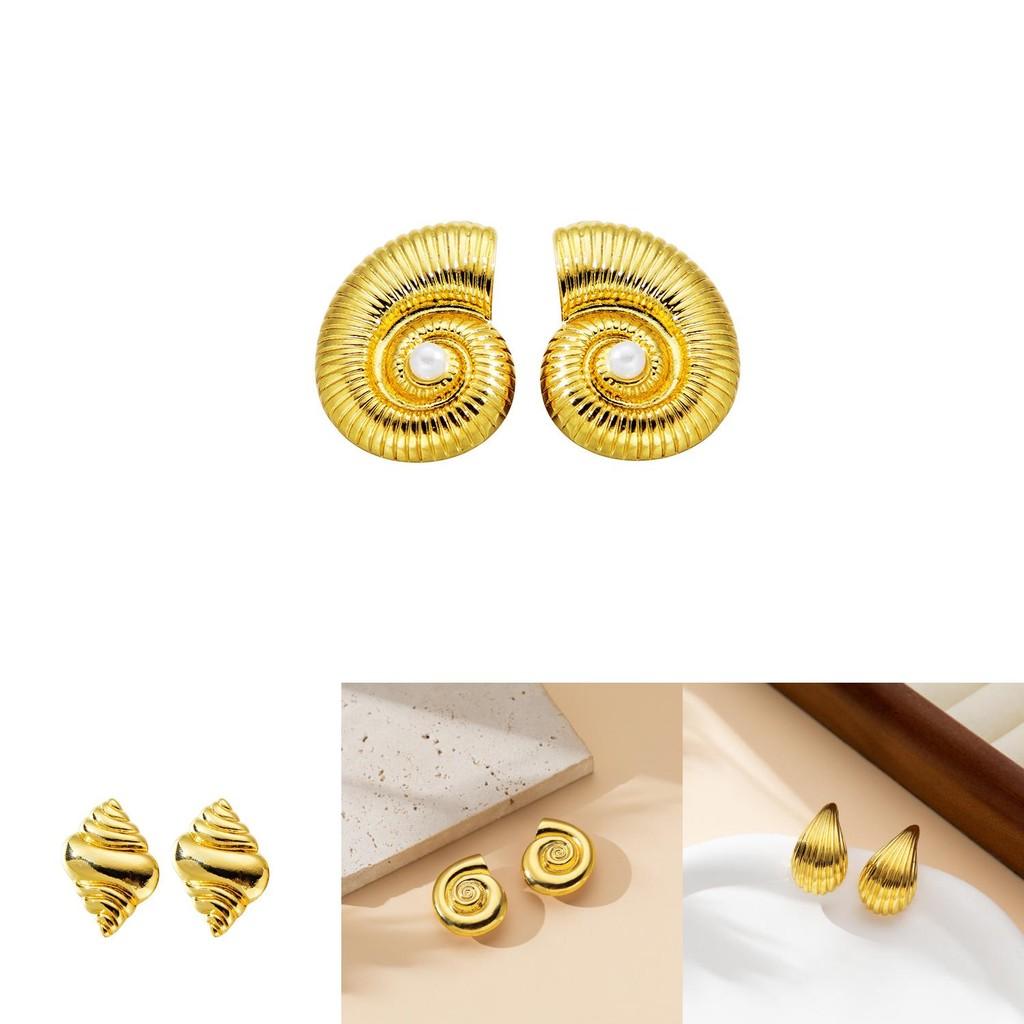 Retro Beach Vacation Alloy Earrings With Starfish And Shell Pendants Natural Fresh Sweet Style