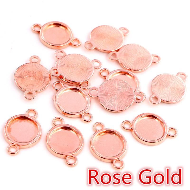50pcs 8 10mm Inner Size Classic 7 Colors Plated One Sided Double Hanging Simple Style Cabochon Base Setting Charms Pendant
