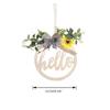 Round Outdoor Hanging  Ornament Wooden Pendant Welcome/hello Sign Wreath Set With Bow Home