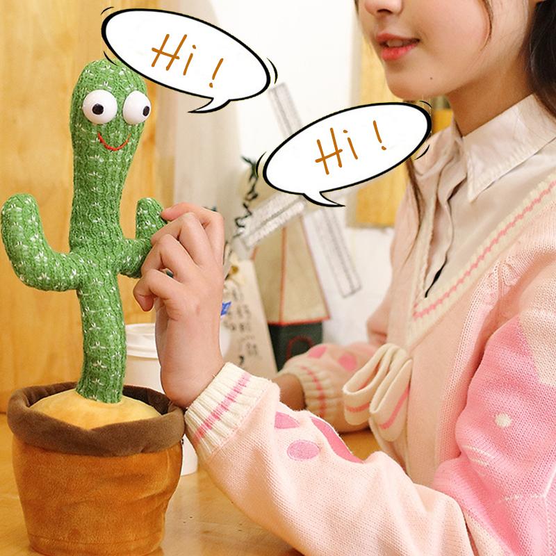 Dancing Cactus Electron Plush Toy Luminous Talking Twisting Cactus Doll Sound Record Repeat Toy Kid Education Toy Christmas Gift