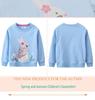 Girls' Cartoon Terry Pullover Sweatshirt: Ribbed Collar, Long Sleeve, Ideal As a Spring/Autumn Base Layer, New Arrival In Baby Clothes.