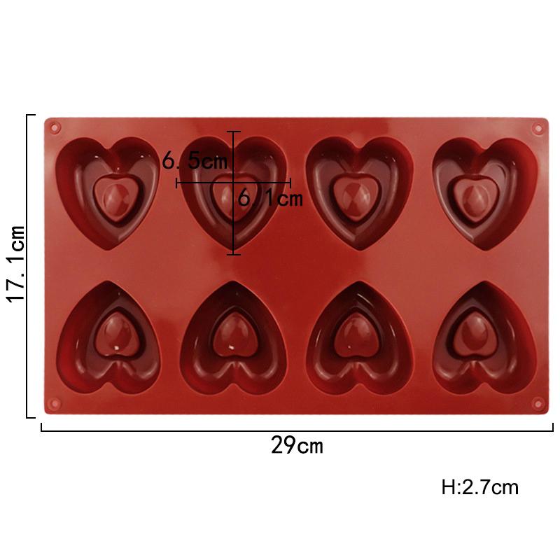 Dimpled Heart Silicone Mold Love Mousse Cake Baking Mould For Chocolate Candy Dessert Cookie Soap Ice Cube Tray Candle Tools