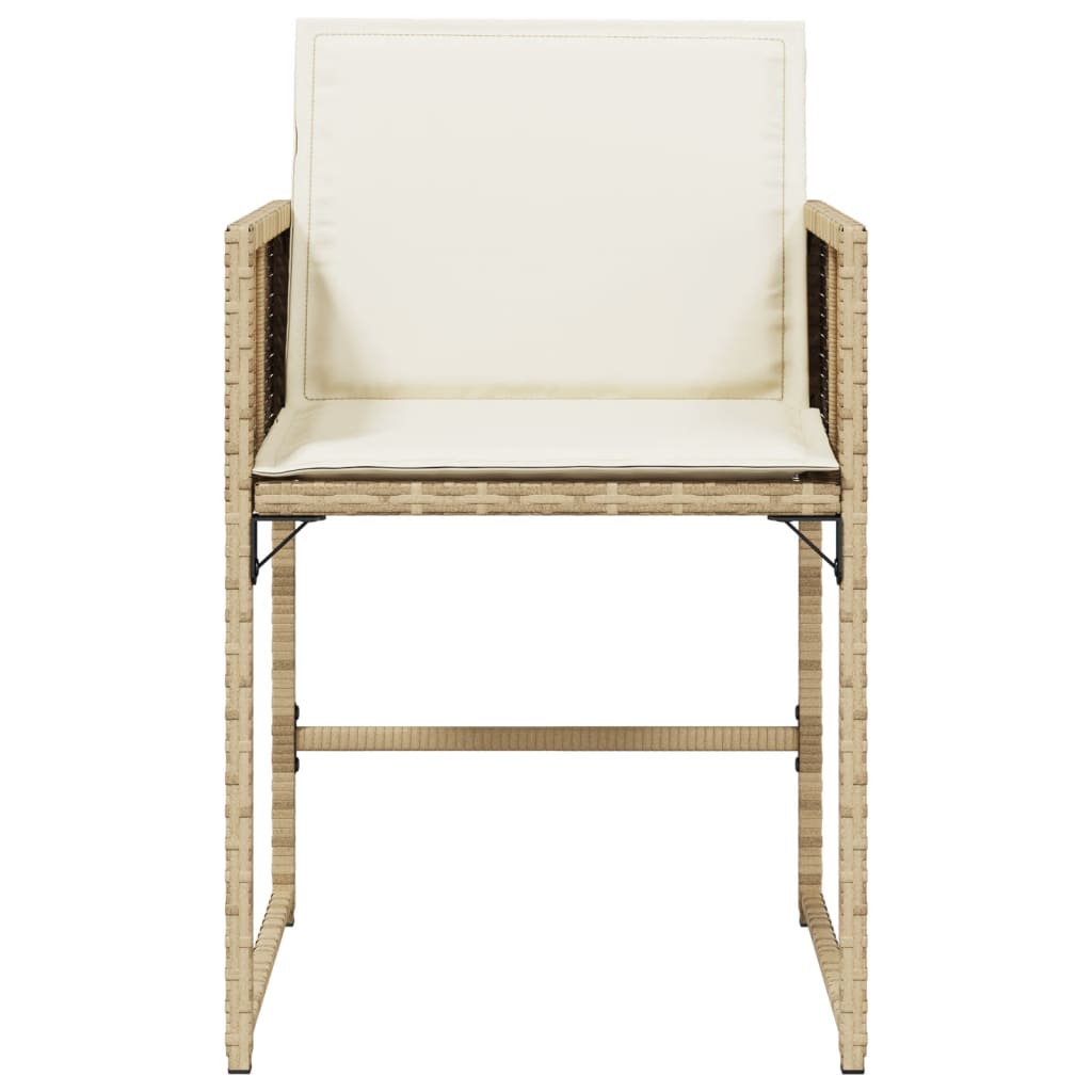 Vidaxl Garden Chairs With Cushions, 4 Pcs, Beige, Poly Rattan