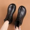 Women Winter New Real Leather Ankle Snow Boot Thick Sole Non Slip Plush Keep warm Middle Aged And Elderly Flat sole Cotton Boots
