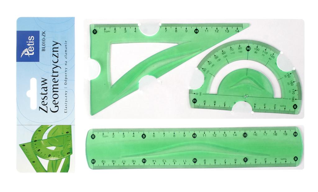 Geometric set with 20 cm ruler. Green.