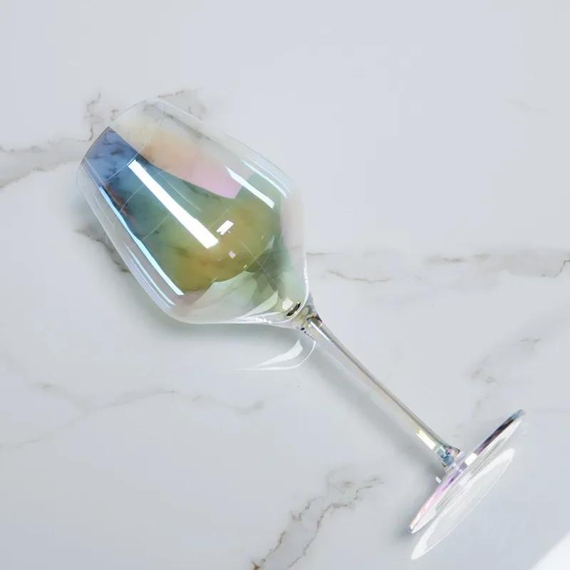 Luxusní duhové sklenice na víno s přechodem barev, Křišťálová sklenice na šampaňské, whisky, koktejly, Vysoké nožičky, Dárkové barové doplňky