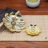 1Pcalloy Incense Burner Stick Holder Buddhism Lotus Line Incense Plate Sandalwood Coil Base Temples Yoga Studios Home Decoration