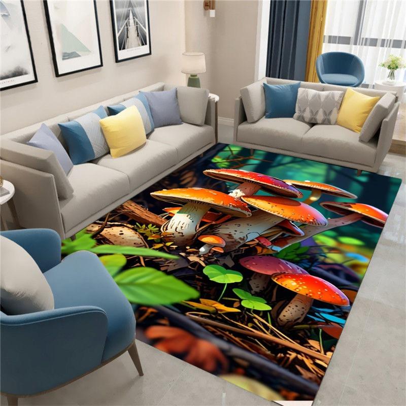 Colorful Mushroom Carpet Cartoon Living Room Bedroom Kitchen Sofa Balcony Carpet Anti Slip Washable Mat Exquisite Accessories