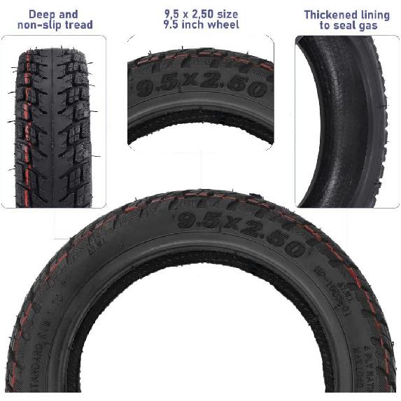 9.5 X 2.50 Off-Road Tubeless Tire For Niu KQi3 Electric Scooter Accessories Rear Front Wheel Replacement Tire Anti-Skid Shockproof (2 Pcs)
