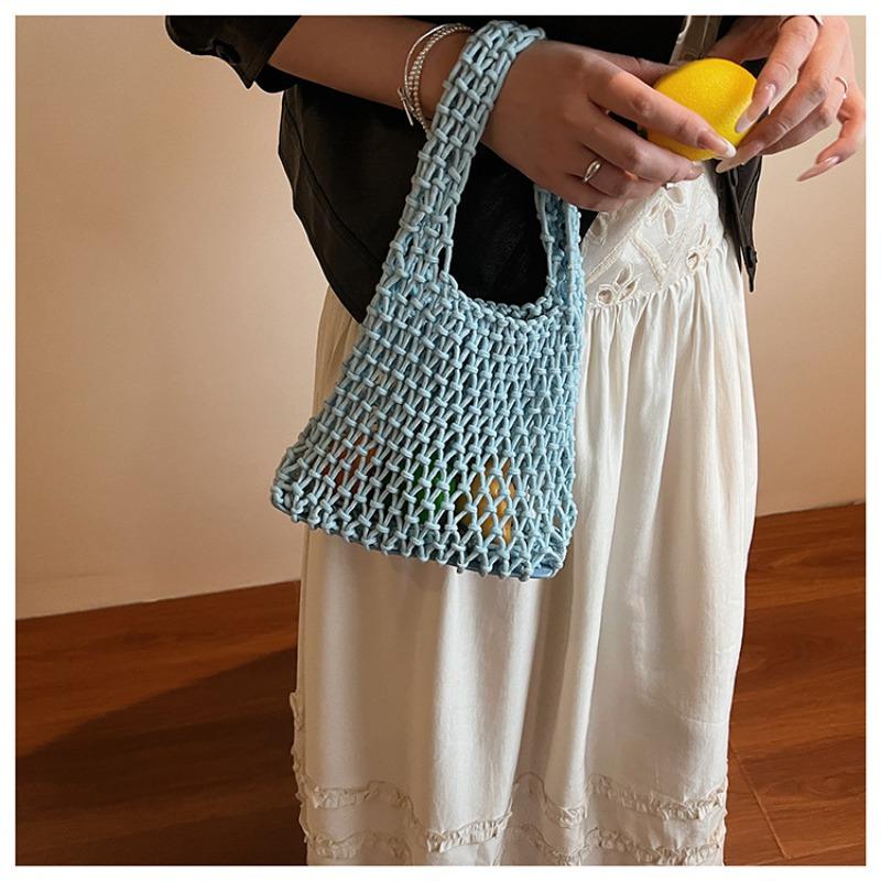 Hollow Knitted Handbag Summer New Solid Color Niche Design Fashionable Versatile Women's Bag
