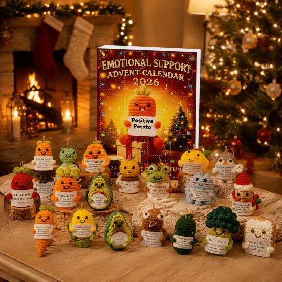 Unique Holiday Gift Emotional Support Advent Calendar, 24 Day Countdown Box with Ritualistic Unboxing Experience Inspirational Quote Acrylic Pendants,