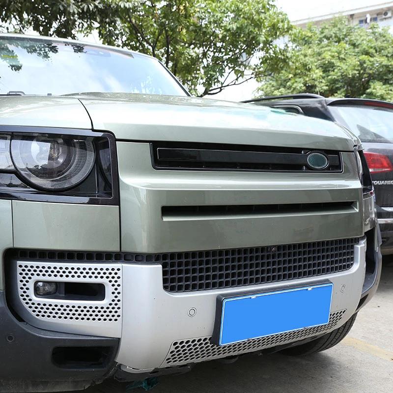 For Land Rover Defender 90 110 130 2020-2024 ABS Carbon Fiber Car Front Grille Trim Cover Car Accessories