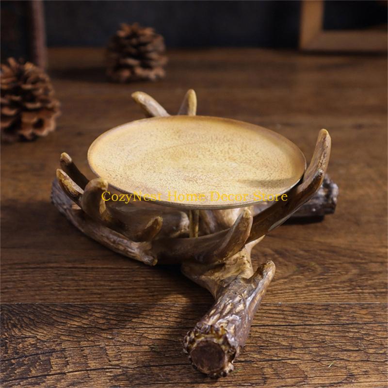 92MF Antler Deer Holders,Farmhouse Candlestick Holders Centerpiece Decorative Holders Housewarmings Gift China Mainland