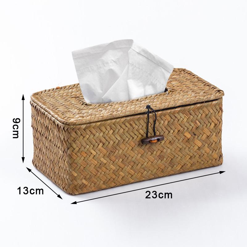 Fashion Imitation Rattan Woven Tissue Box Large Capacity Vintage Napkin Holder Paper Towel Box Office