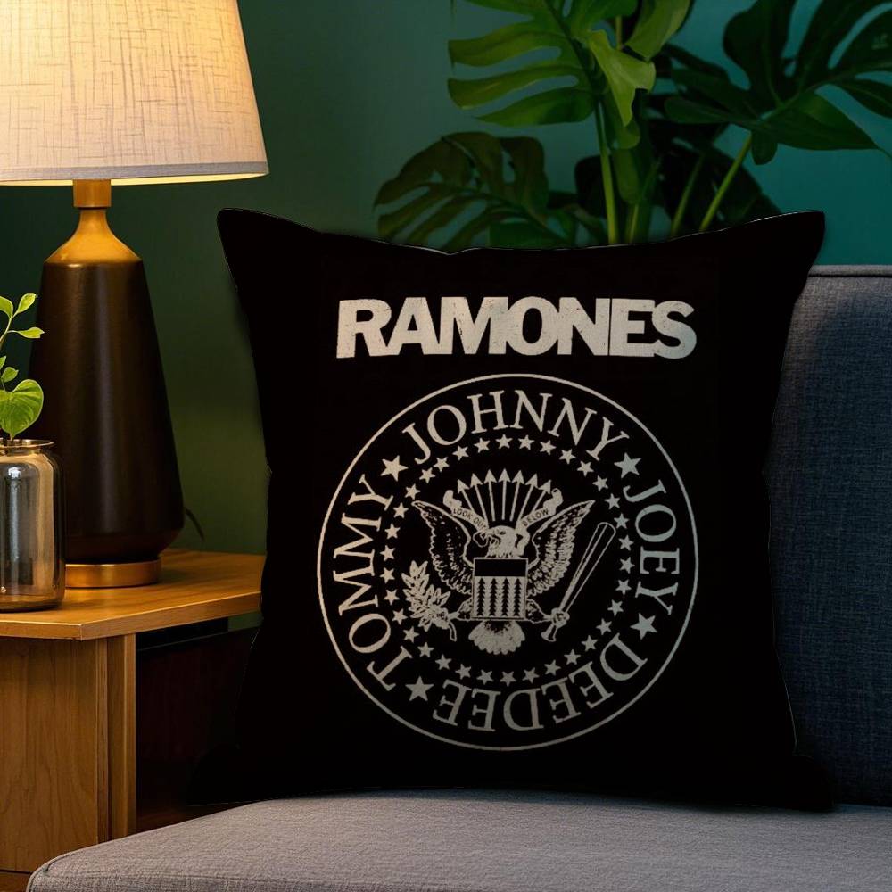 Rock R-Ramones Kuddfodral Soffa Vardagsrum Sovrum Dubbelsidig Tryck Fyrkantig Kudde Sovdags Kuddfodral