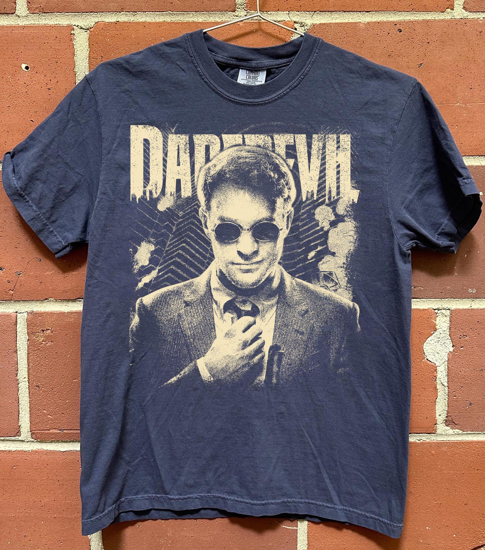 Comfort Colors Matt Murdock Shirt, Vintage Daredevil Born Again Graphic Tee, Lawyer Charlie Cox Unisex T-Shirt, Hell s Kitchen Fan Gift 2XL