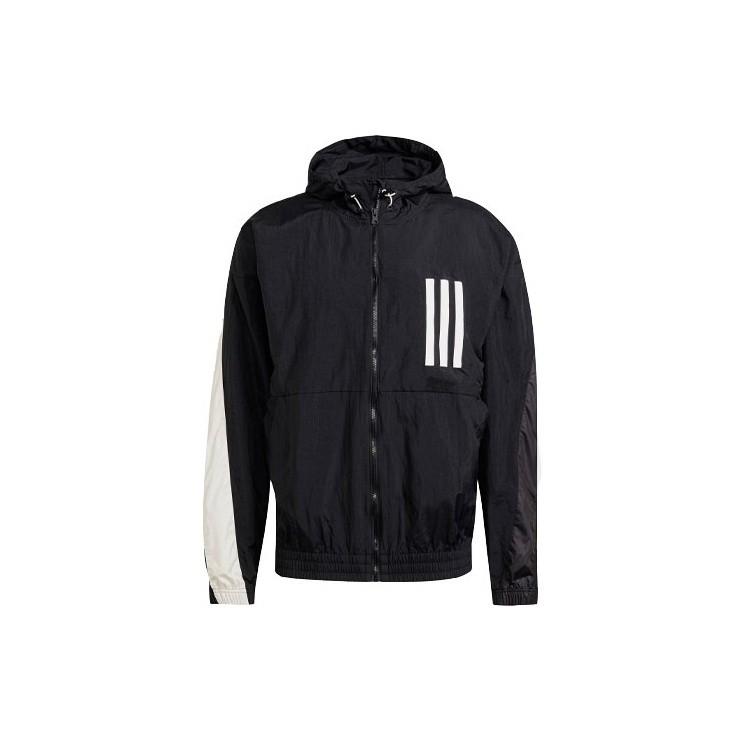 Мужская ветрозащитная куртка adidas Colorblock с капюшоном и логотипом Черная XS